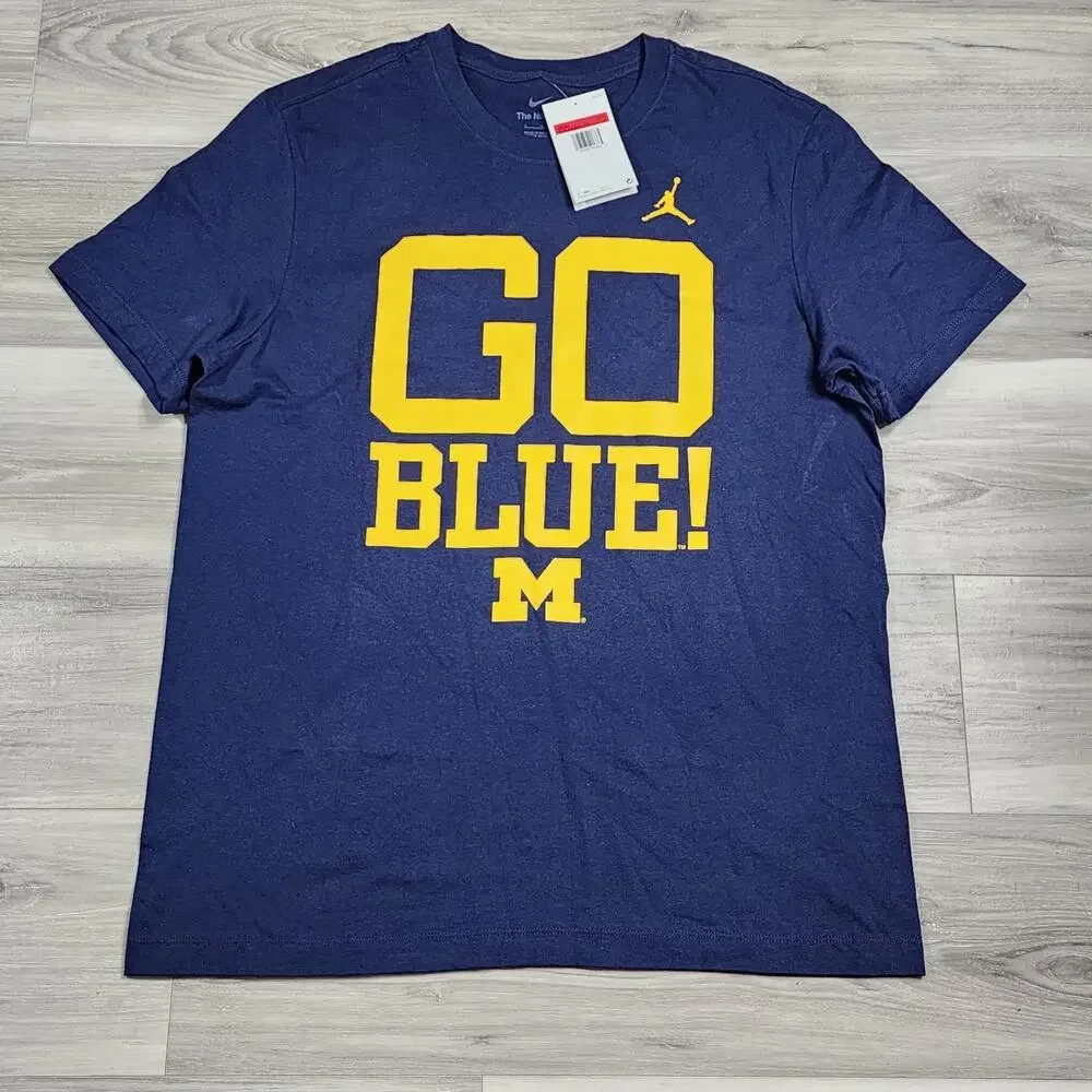 Michigan Wolverines T-Shirt Men's Large Navy Jordan Short Sleeve New
